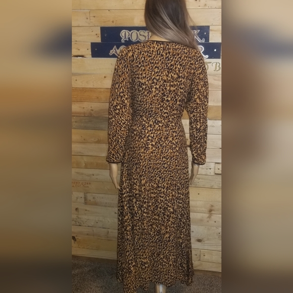 Zara Dresses Zara Trf Collection Cheetah Print Faux Wrap Low V Maxi